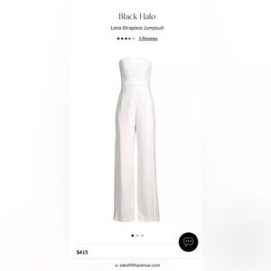 Black Halo White Lena Strapless Jumpsuit NWT Size 8